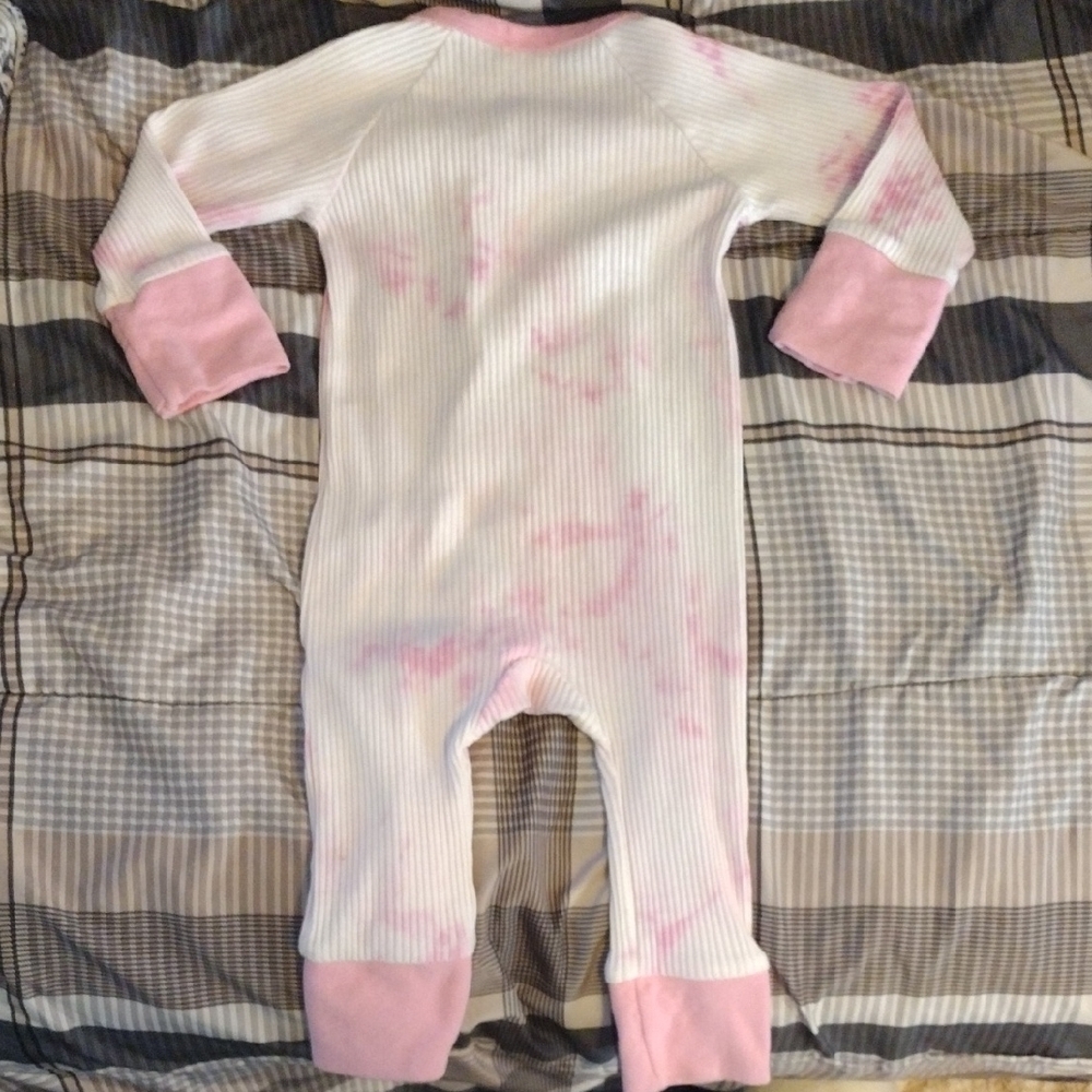 Pink Tie-Dye Ribbed Zip Front Kids One-Piece - Picture 7 of 11